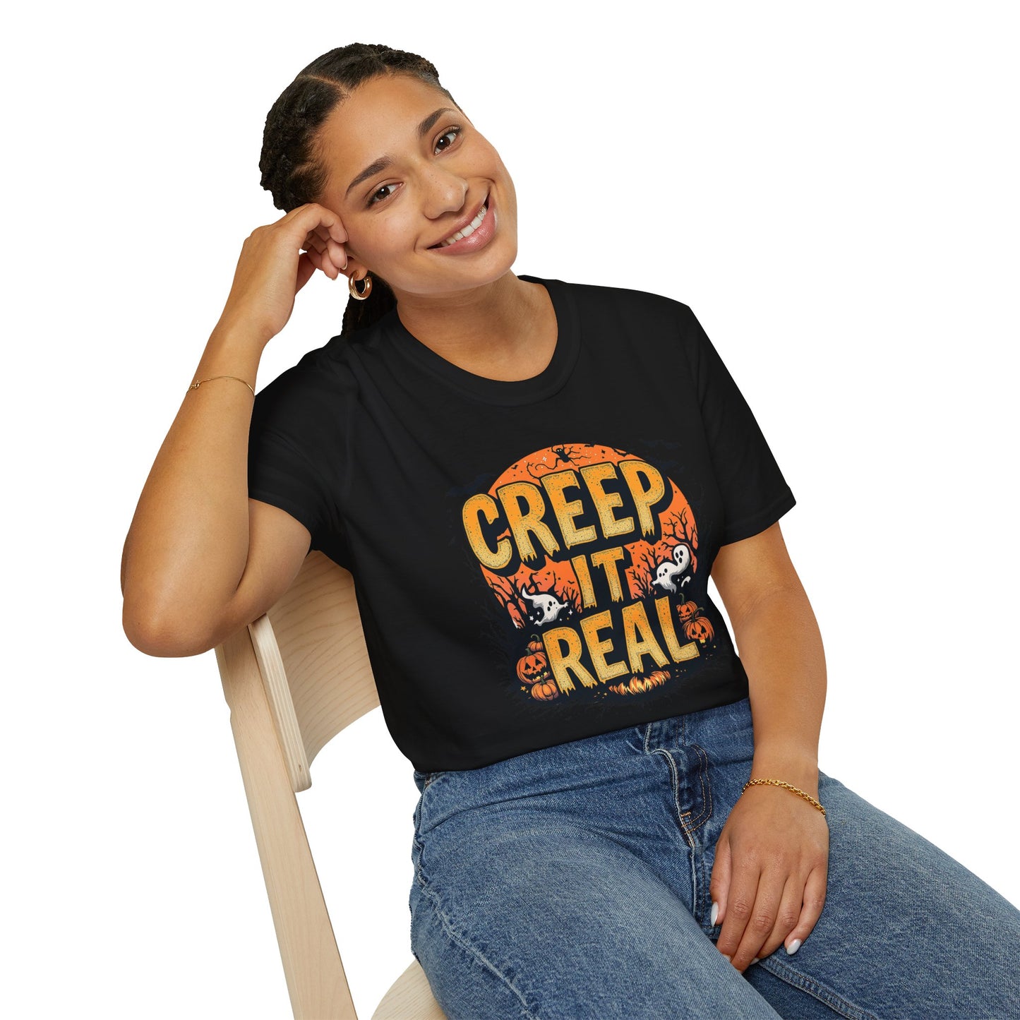Halloween Creep It Real T-Shirt, Soft Unisex Tee, Spooky Graphic Shirt, Fall Fashion, Haunted House Costume, Gift for Halloween Lovers