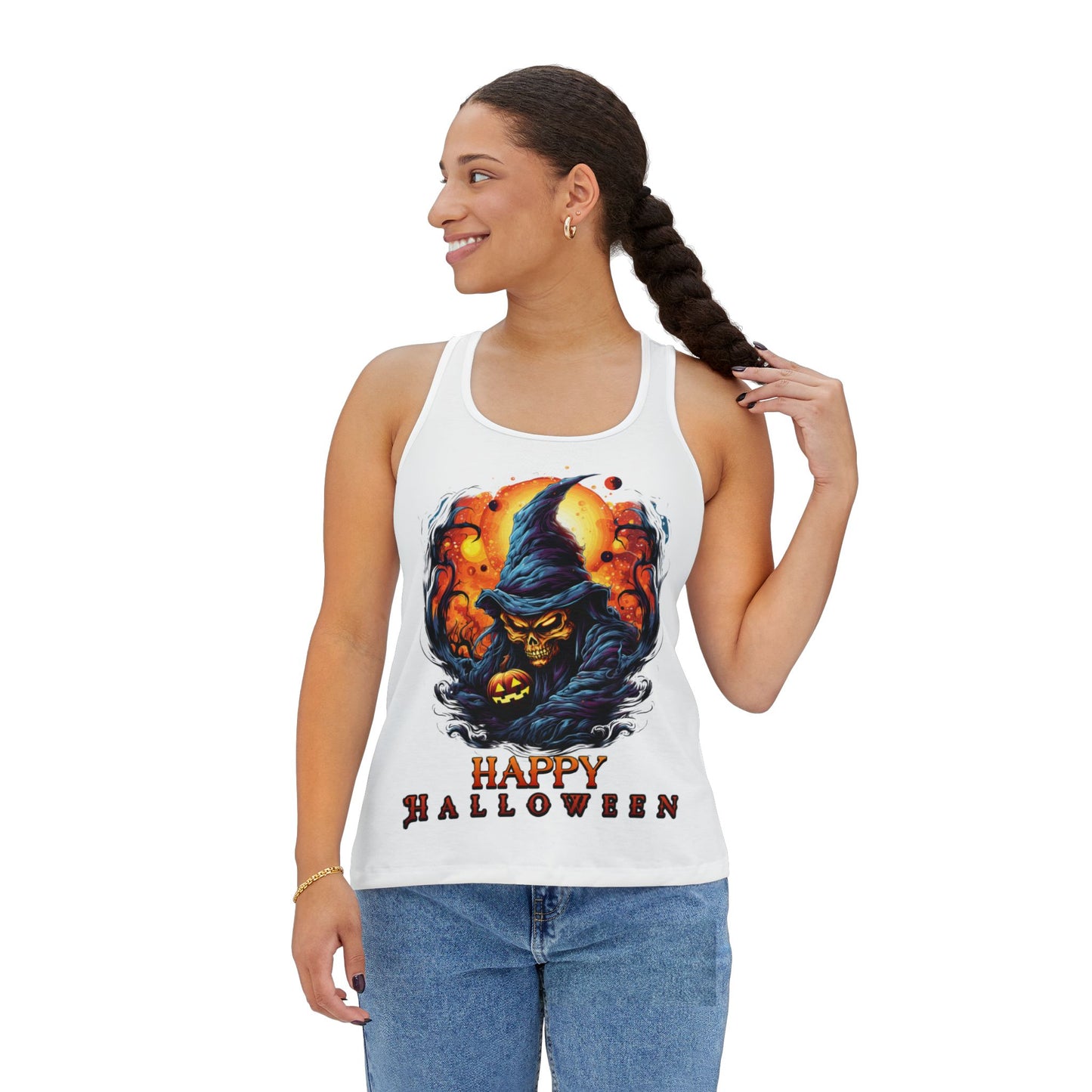Halloween Witch Women's Tank Top, Holiday Apparel, Spooky Season Fashion, Halloween Costume, Festive Party Wear, Trick or Treat Shirt
