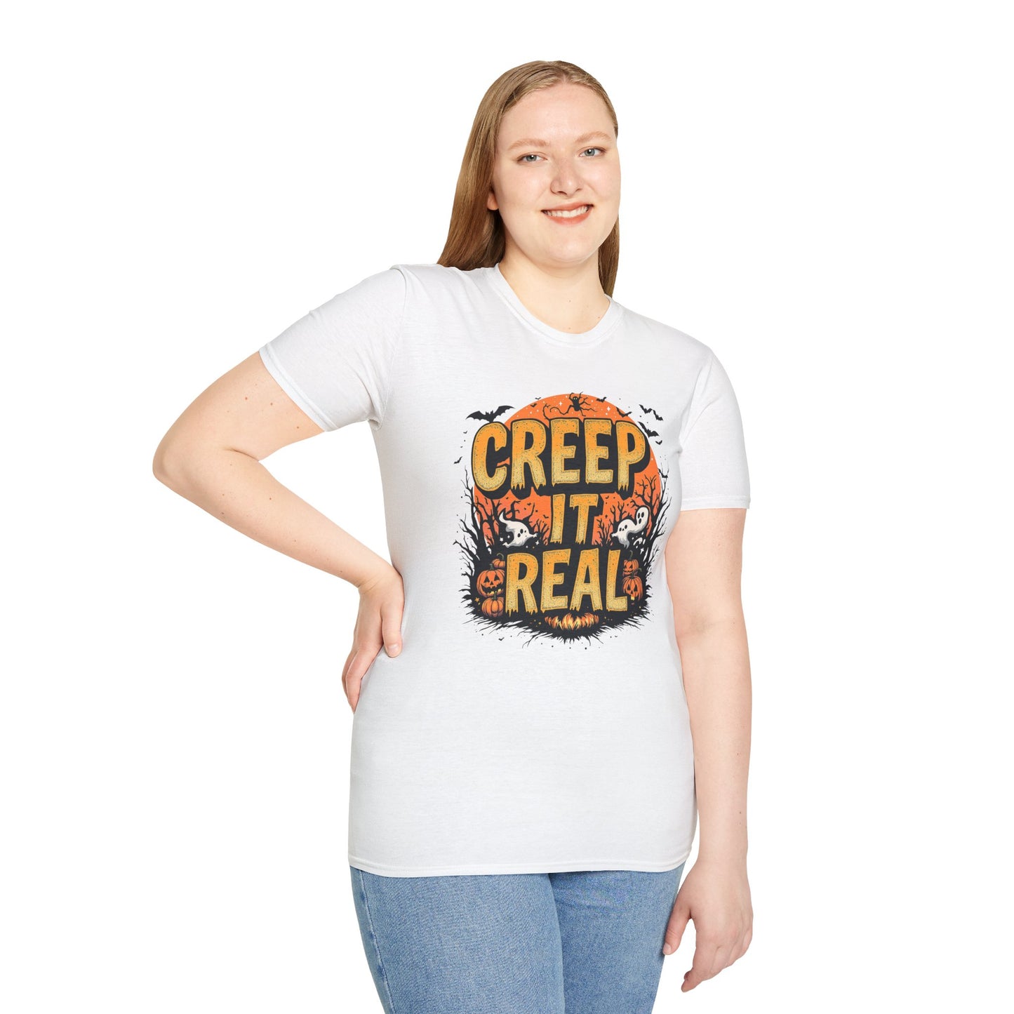 Halloween Creep It Real T-Shirt, Soft Unisex Tee, Spooky Graphic Shirt, Fall Fashion, Haunted House Costume, Gift for Halloween Lovers